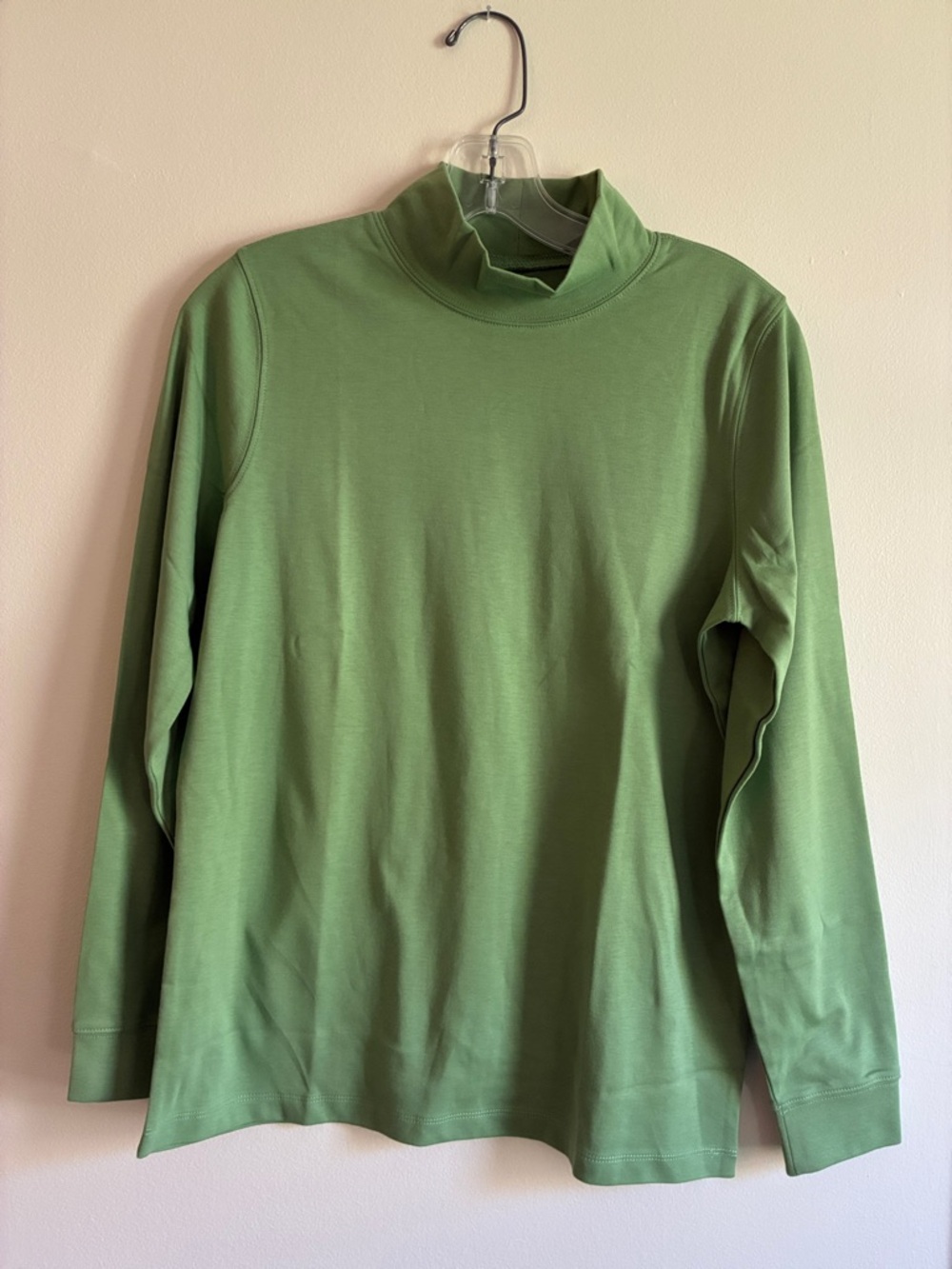 L.L.Bean Green Mock Neck Long Sleeve Tee